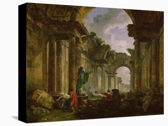 Imaginary View of the Grand Gallery of the Louvre in Ruins, 1796-Hubert Robert-Stretched Canvas