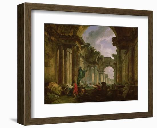 Imaginary View of the Grand Gallery of the Louvre in Ruins, 1796-Hubert Robert-Framed Giclee Print