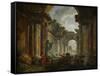 Imaginary View of the Ruins of the Grande Galerie of the Louvre Palace, 1796-Hubert Robert-Framed Stretched Canvas