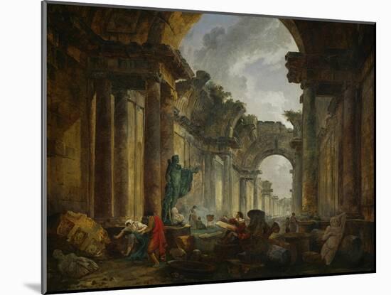 Imaginary View of the Ruins of the Grande Galerie of the Louvre Palace, 1796-Hubert Robert-Mounted Giclee Print