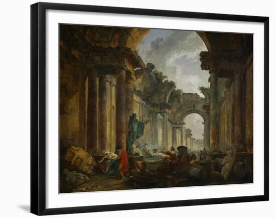 Imaginary View of the Ruins of the Grande Galerie of the Louvre Palace, 1796-Hubert Robert-Framed Giclee Print