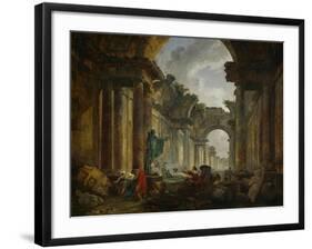 Imaginary View of the Ruins of the Grande Galerie of the Louvre Palace, 1796-Hubert Robert-Framed Giclee Print