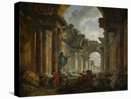 Imaginary View of the Ruins of the Grande Galerie of the Louvre Palace, 1796-Hubert Robert-Stretched Canvas