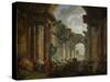 Imaginary View of the Ruins of the Grande Galerie of the Louvre Palace, 1796-Hubert Robert-Stretched Canvas