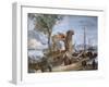 Imaginary View: Port with Ruins and Waterfall-Giuseppe Bernardino Bison-Framed Giclee Print