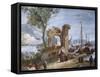 Imaginary View: Port with Ruins and Waterfall-Giuseppe Bernardino Bison-Framed Stretched Canvas