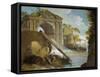 Imaginary View: River with Fishermen and Ruins-Giuseppe Bernardino Bison-Framed Stretched Canvas