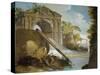 Imaginary View: River with Fishermen and Ruins-Giuseppe Bernardino Bison-Stretched Canvas