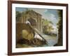 Imaginary View: River with Fishermen and Ruins-Giuseppe Bernardino Bison-Framed Giclee Print