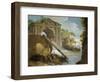 Imaginary View: River with Fishermen and Ruins-Giuseppe Bernardino Bison-Framed Giclee Print