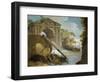 Imaginary View: River with Fishermen and Ruins-Giuseppe Bernardino Bison-Framed Giclee Print