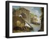 Imaginary View: River with Fishermen and Ruins-Giuseppe Bernardino Bison-Framed Giclee Print
