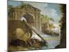 Imaginary View: River with Fishermen and Ruins-Giuseppe Bernardino Bison-Mounted Giclee Print