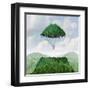 Imagination Concept as a Person Lifting off with a Detached Top of a Mountain Floating up to the Sk-Lightspring-Framed Art Print