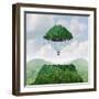 Imagination Concept as a Person Lifting off with a Detached Top of a Mountain Floating up to the Sk-Lightspring-Framed Art Print