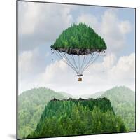 Imagination Concept as a Person Lifting off with a Detached Top of a Mountain Floating up to the Sk-Lightspring-Mounted Art Print