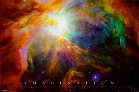 Imagination Nebula - Albert Einstein Quote-null-Lamina Framed Poster