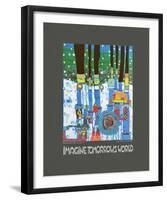 Imagine Tomorrows World (blue)-Friedensreich Hundertwasser-Framed Art Print