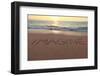 Imagine Written in the Sand on a Sunset Beach.-Hannamariah-Framed Photographic Print