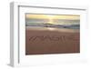 Imagine Written in the Sand on a Sunset Beach.-Hannamariah-Framed Photographic Print