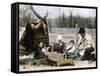 Immigrant Family Cutting Seed Potatoes to Plant on Their Quarter-Acre in Michigan, 1890s-null-Framed Stretched Canvas