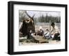 Immigrant Family Cutting Seed Potatoes to Plant on Their Quarter-Acre in Michigan, 1890s-null-Framed Giclee Print