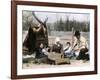 Immigrant Family Cutting Seed Potatoes to Plant on Their Quarter-Acre in Michigan, 1890s-null-Framed Giclee Print