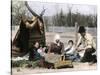 Immigrant Family Cutting Seed Potatoes to Plant on Their Quarter-Acre in Michigan, 1890s-null-Stretched Canvas