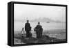 Immigrant Family Looking at New York Skyline-null-Framed Stretched Canvas