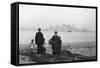 Immigrant Family Looking at New York Skyline-null-Framed Stretched Canvas