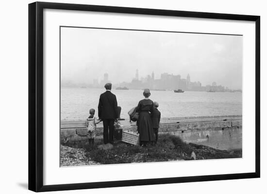 Immigrant Family Looking at New York Skyline-null-Framed Photographic Print