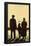 Immigrant Family Looking At Statue Of Liberty From Ellis Island-null-Framed Poster