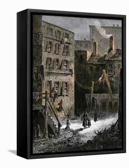 Immigrant Tenements in Donovan Lane near Five-Points, New York City, 1870s-null-Framed Stretched Canvas
