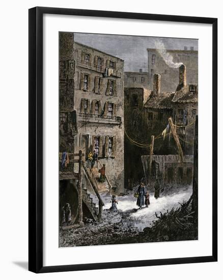 Immigrant Tenements in Donovan Lane near Five-Points, New York City, 1870s-null-Framed Giclee Print