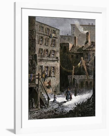 Immigrant Tenements in Donovan Lane near Five-Points, New York City, 1870s-null-Framed Giclee Print