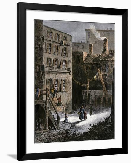 Immigrant Tenements in Donovan Lane near Five-Points, New York City, 1870s-null-Framed Giclee Print