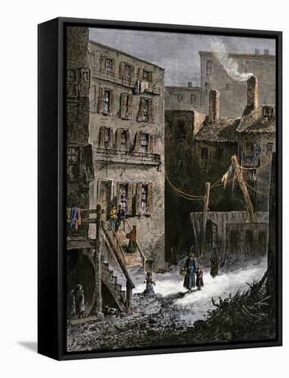 Immigrant Tenements in Donovan Lane near Five-Points, New York City, 1870s-null-Framed Stretched Canvas