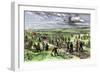 Immigrants and Other Workers Laying Track for the Transcontinental Railroad across Nebraska, 1860s-null-Framed Giclee Print