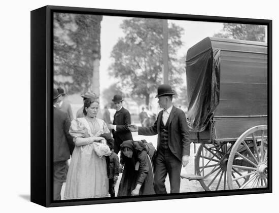 Immigrants at Battery Park, New York, N.Y.-null-Framed Stretched Canvas