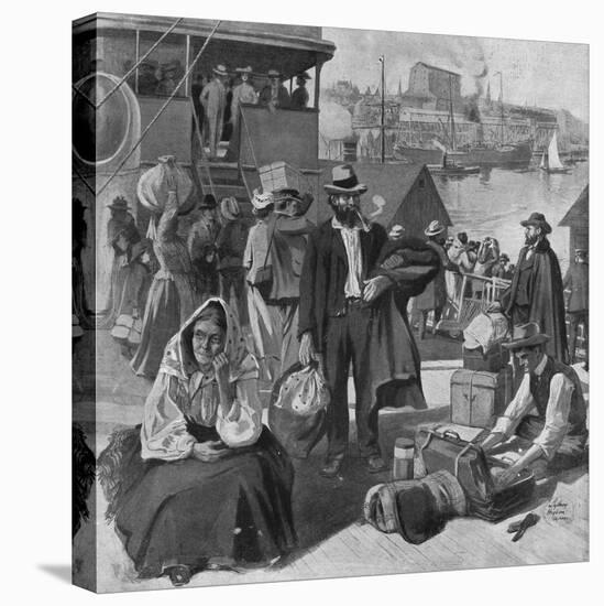 Immigrants Disembarking at Quebec, Canada-null-Stretched Canvas