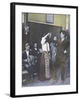 Immigrants in Folk Dance on Ellis Island, New York Harbor, 1907-null-Framed Giclee Print