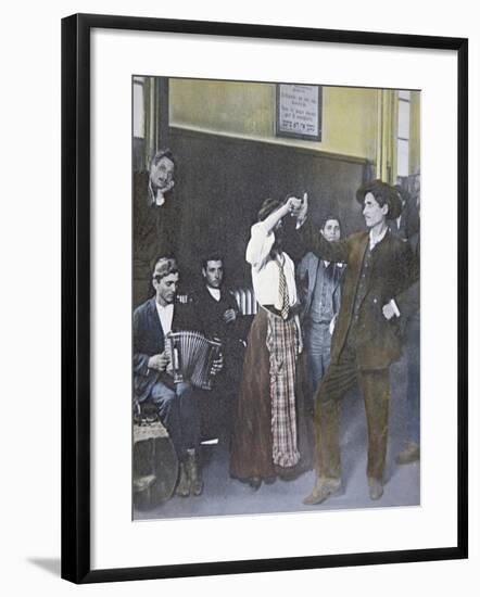 Immigrants in Folk Dance on Ellis Island, New York Harbor, 1907-null-Framed Giclee Print