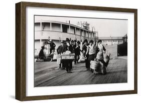 Immigrants to the USA Landing at Ellis Island, New York, C1900-null-Framed Giclee Print