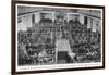 Immigrants Waiting Inspection in the Great Assembly Hall at Ellis Island New York-null-Framed Art Print