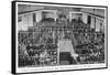 Immigrants Waiting Inspection in the Great Assembly Hall at Ellis Island New York-null-Framed Stretched Canvas