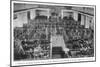 Immigrants Waiting Inspection in the Great Assembly Hall at Ellis Island New York-null-Mounted Art Print