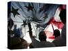 Immigration Rights Demonstrators Hold a U.S. Flag Aloft During a March Along Wilshire Boulevard-null-Stretched Canvas