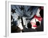 Immigration Rights Demonstrators Hold a U.S. Flag Aloft During a March Along Wilshire Boulevard-null-Framed Photographic Print