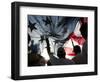 Immigration Rights Demonstrators Hold a U.S. Flag Aloft During a March Along Wilshire Boulevard-null-Framed Photographic Print