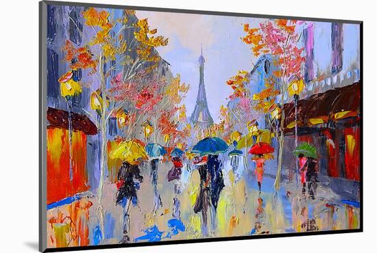 Impasto Paris Eiffel Tower-null-Mounted Art Print